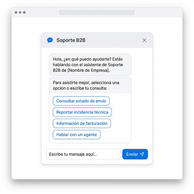 Chatbot de atención al cliente respondiendo una consulta sobre envío de pedidos
